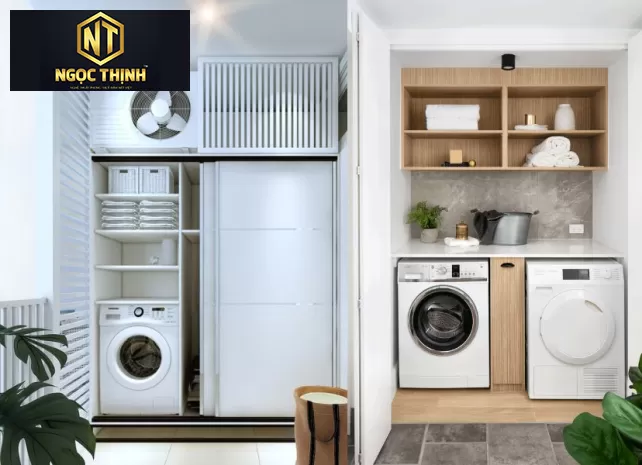 TỦ MÁY GIẶT KẾ HỢP TỦ TIỆN LỢI GỌN GÀNG ĐA NĂNG MẪU 17